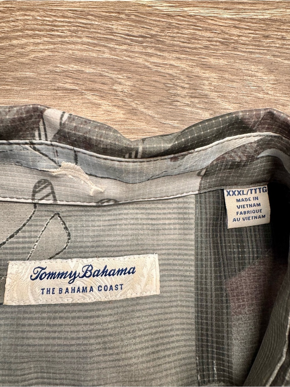 Tommy Bahama Bahama Coast Tropical Leaf Camp Shirt XXXL Stretch Gray - Picture 3 of 6